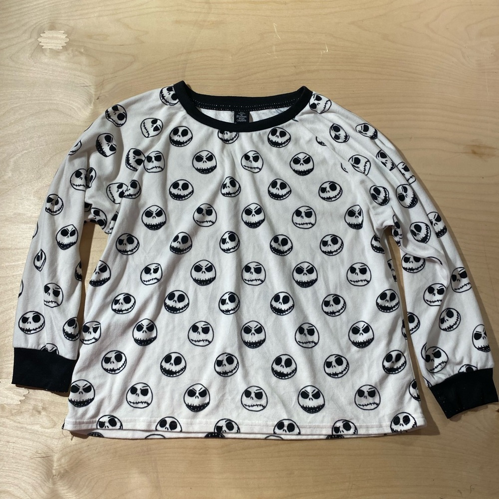 Disney Black and White Skull Long Sleeve Sleepwear Top Large (12-14) (IR)